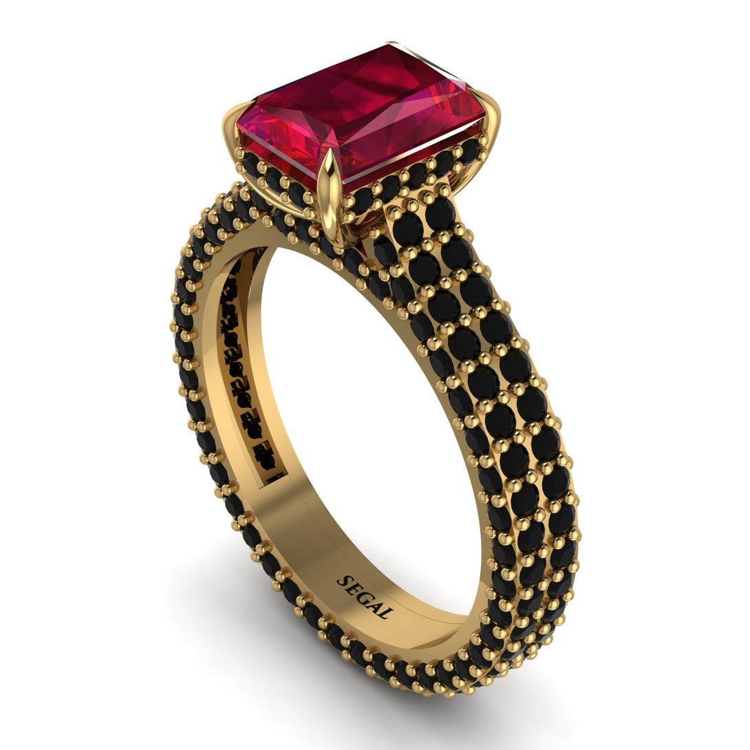 Radiant Cut Ruby Pave Engagement Ring - Kenzie No. 40
