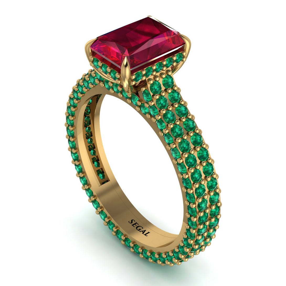 Radiant Cut Ruby Pave Engagement Ring - Kenzie No. 25