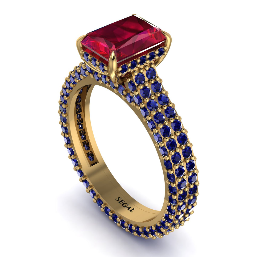 Radiant Cut Ruby Pave Engagement Ring - Kenzie No. 70