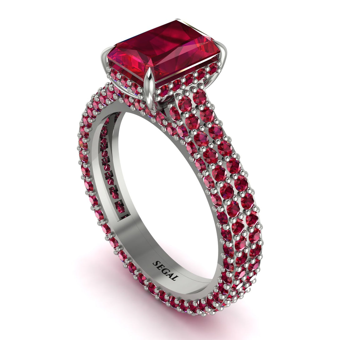 Radiant Cut Ruby Pave Engagement Ring - Kenzie No. 57