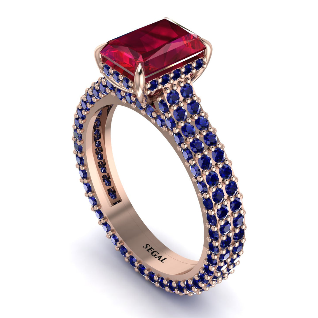 Radiant Cut Ruby Pave Engagement Ring - Kenzie No. 71
