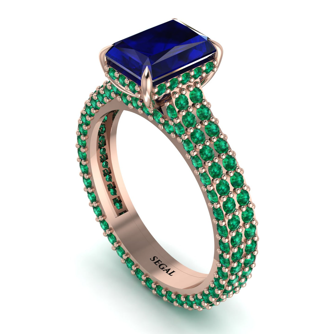 Radiant Cut Sapphire Pave Engagement Ring - Kenzie No. 29