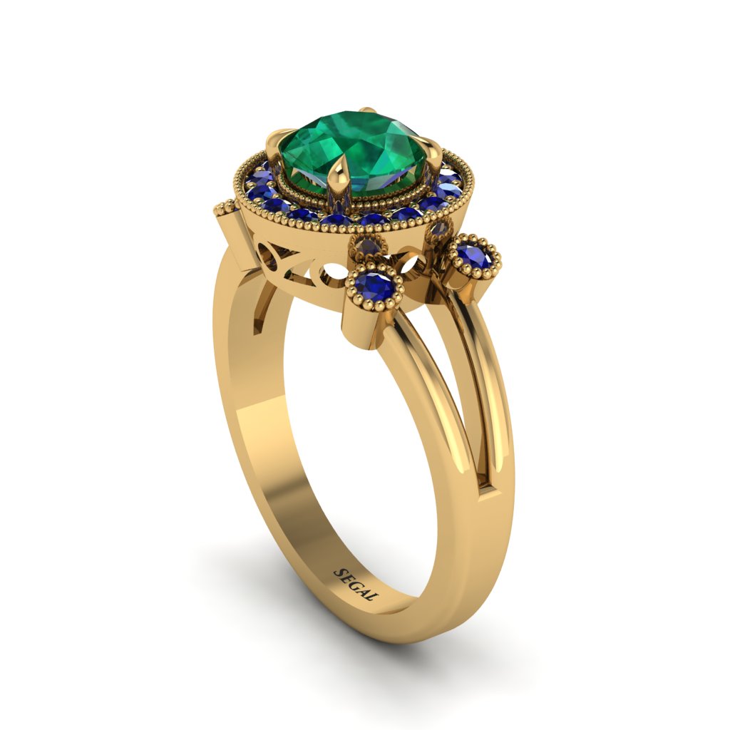 Radiant Emerald Halo Gold Engagement Ring - Madilyn No. 64