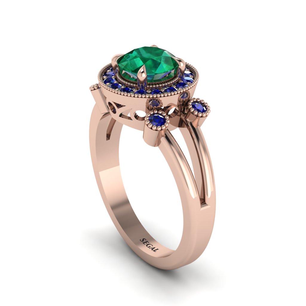 Radiant Emerald Halo Gold Engagement Ring - Madilyn No. 65