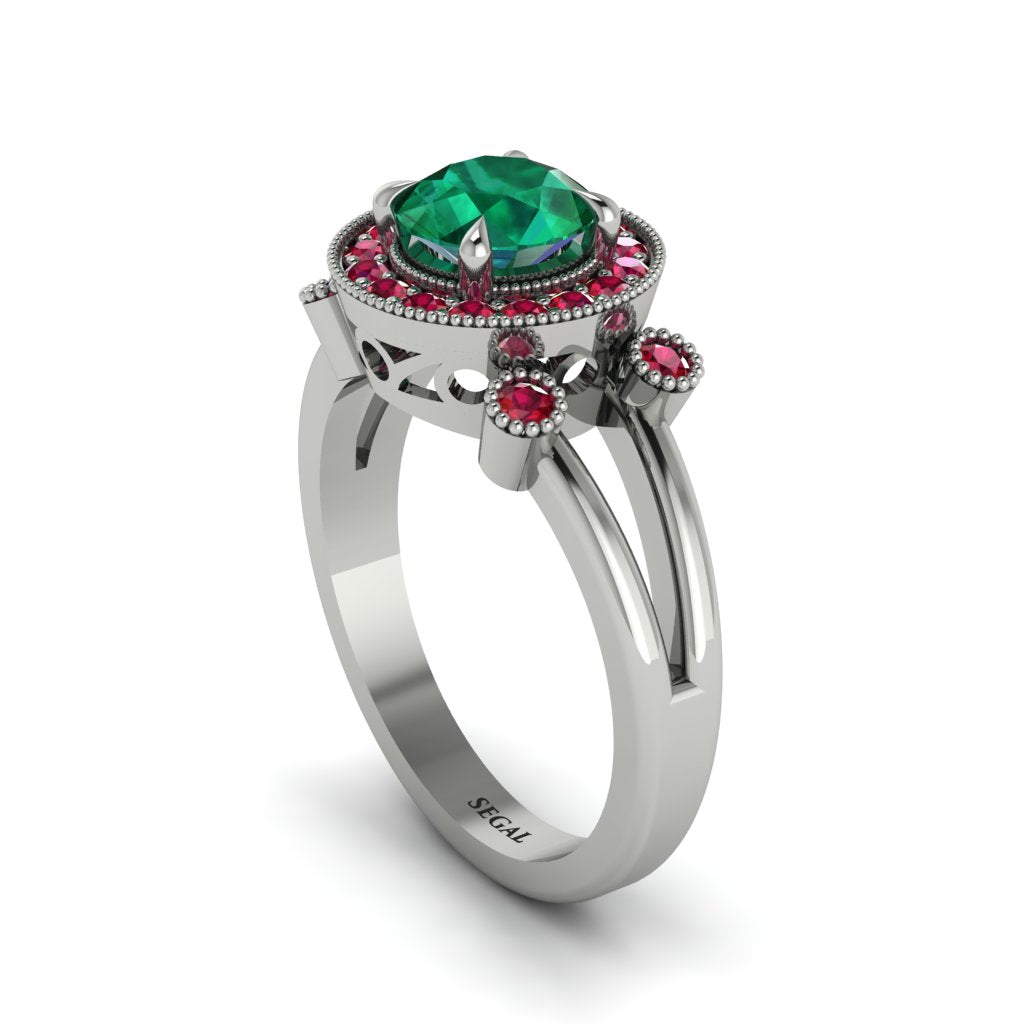 Radiant Emerald Halo Gold Engagement Ring - Madilyn No. 51