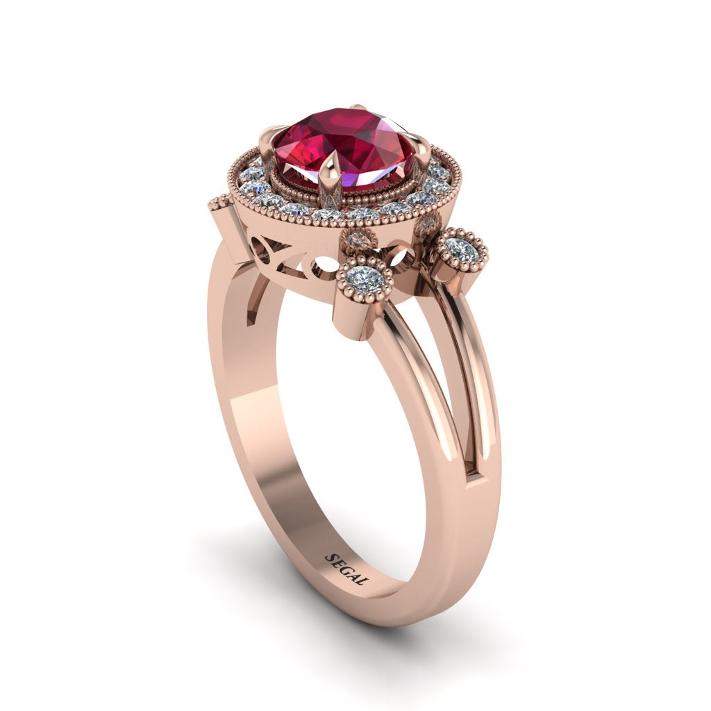 Radiant Ruby Halo Gold Engagement Ring - Madilyn No. 11