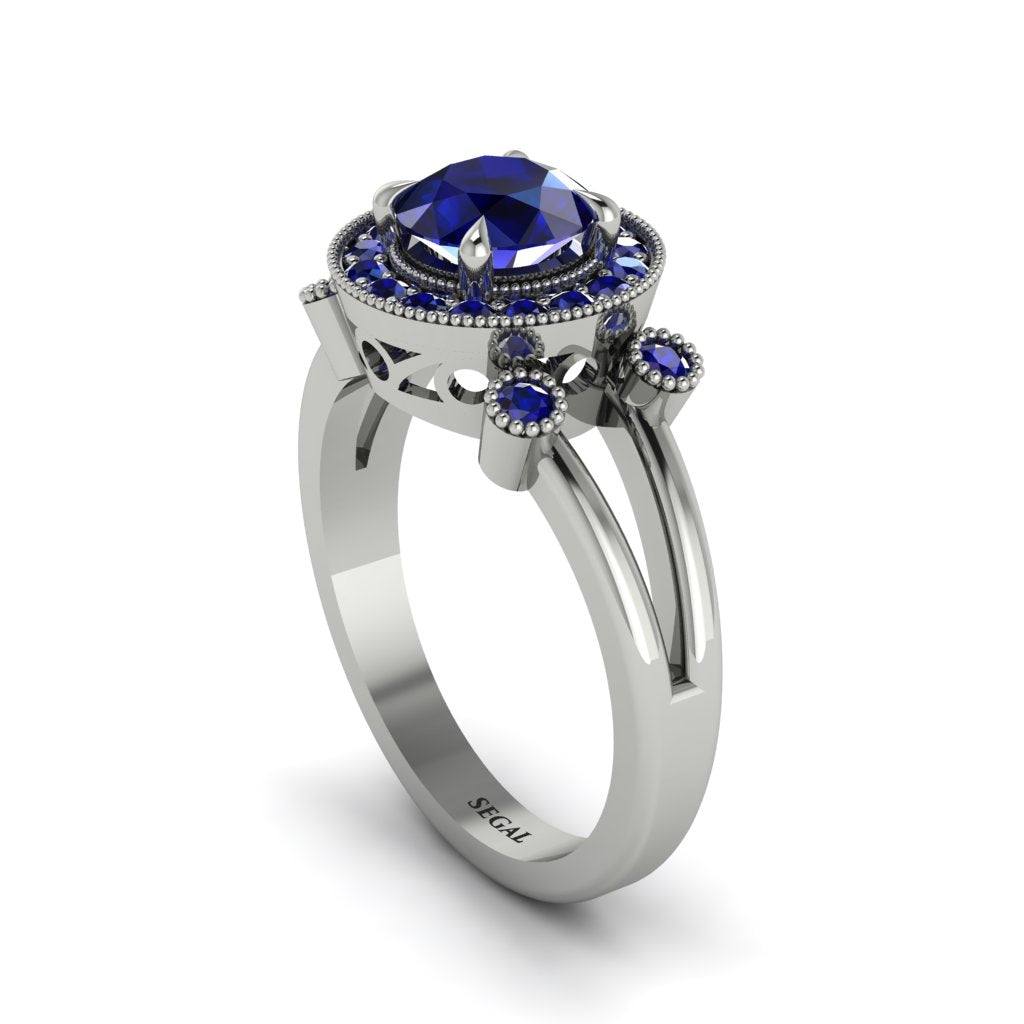 Radiant Sapphire Halo Gold Engagement Ring - Madilyn No. 75