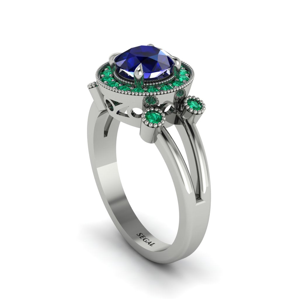 Radiant Sapphire Halo Gold Engagement Ring - Madilyn No. 30