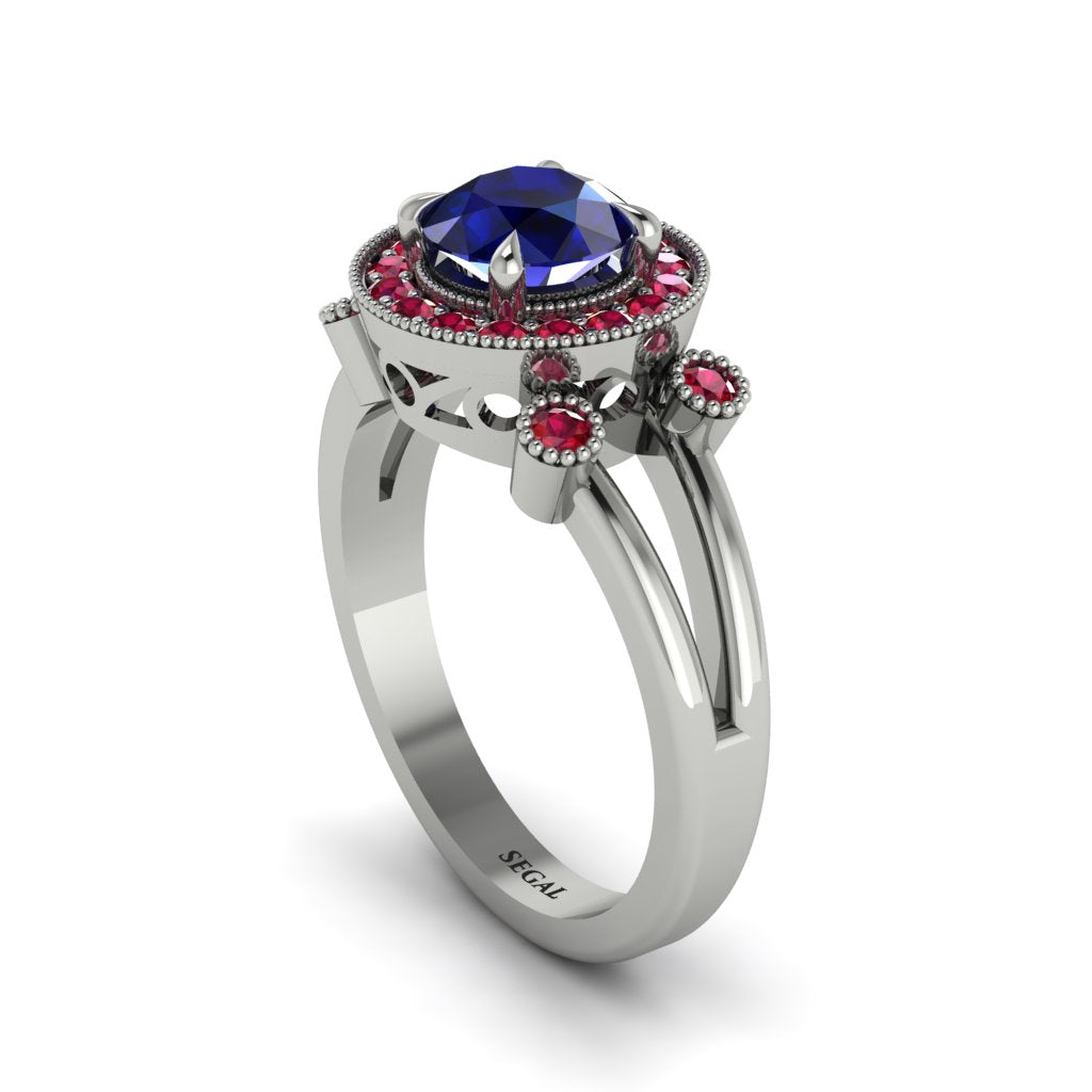Radiant Sapphire Halo Gold Engagement Ring - Madilyn No. 60