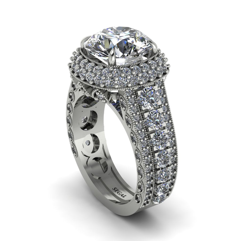 Diamond Radiant Majesty Pave Engagement Ring - Cataleya No. 3