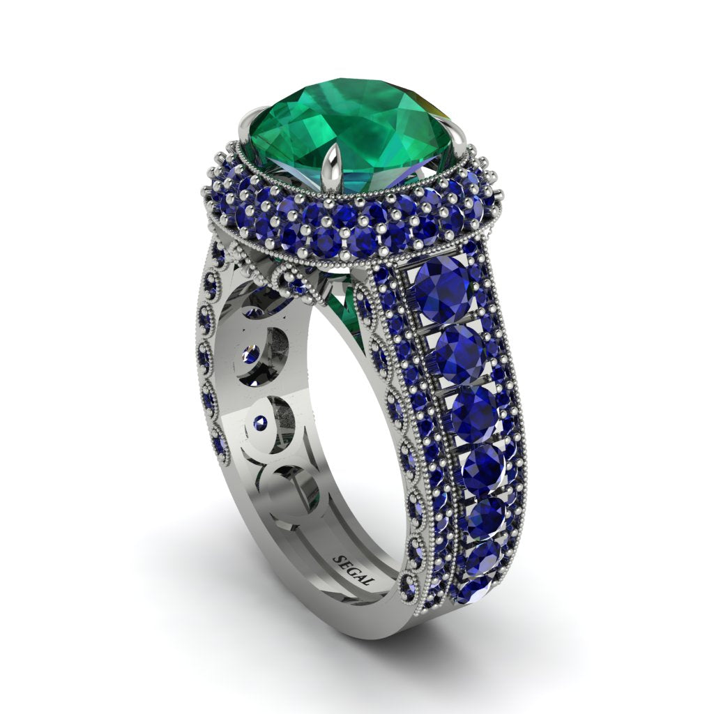 Emerald Radiant Majesty Pave Engagement Ring - Cataleya No. 66