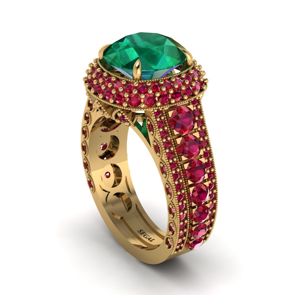 Emerald Radiant Majesty Pave Engagement Ring - Cataleya No. 49