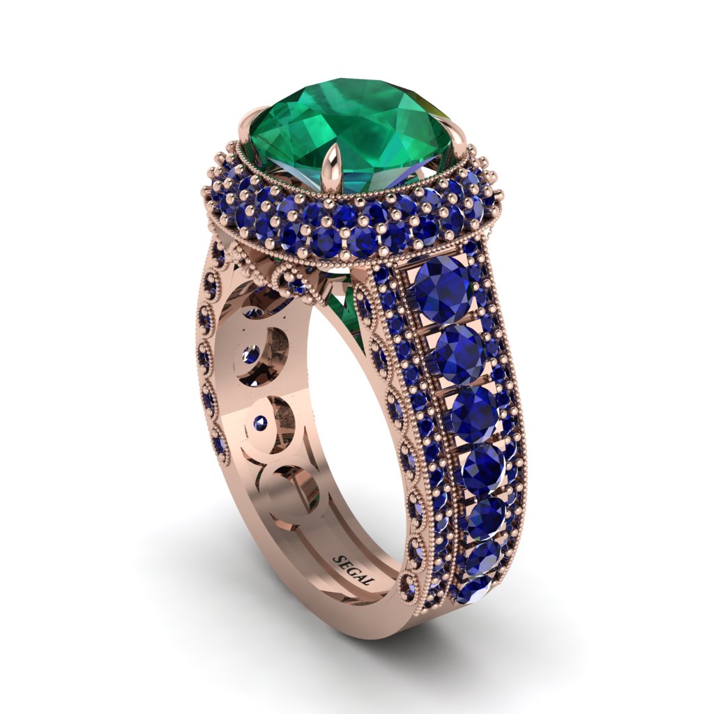 Emerald Radiant Majesty Pave Engagement Ring - Cataleya No. 65