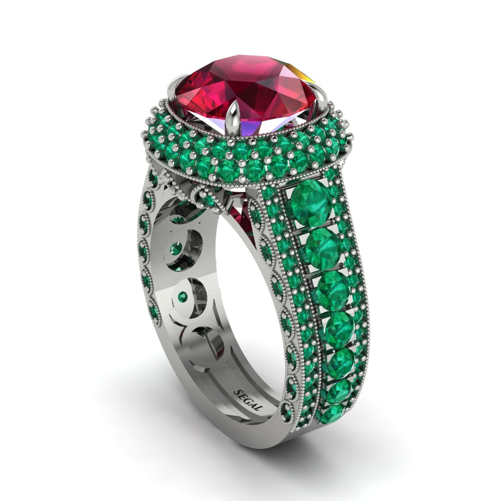 Ruby Radiant Majesty Pave Engagement Ring - Cataleya No. 27