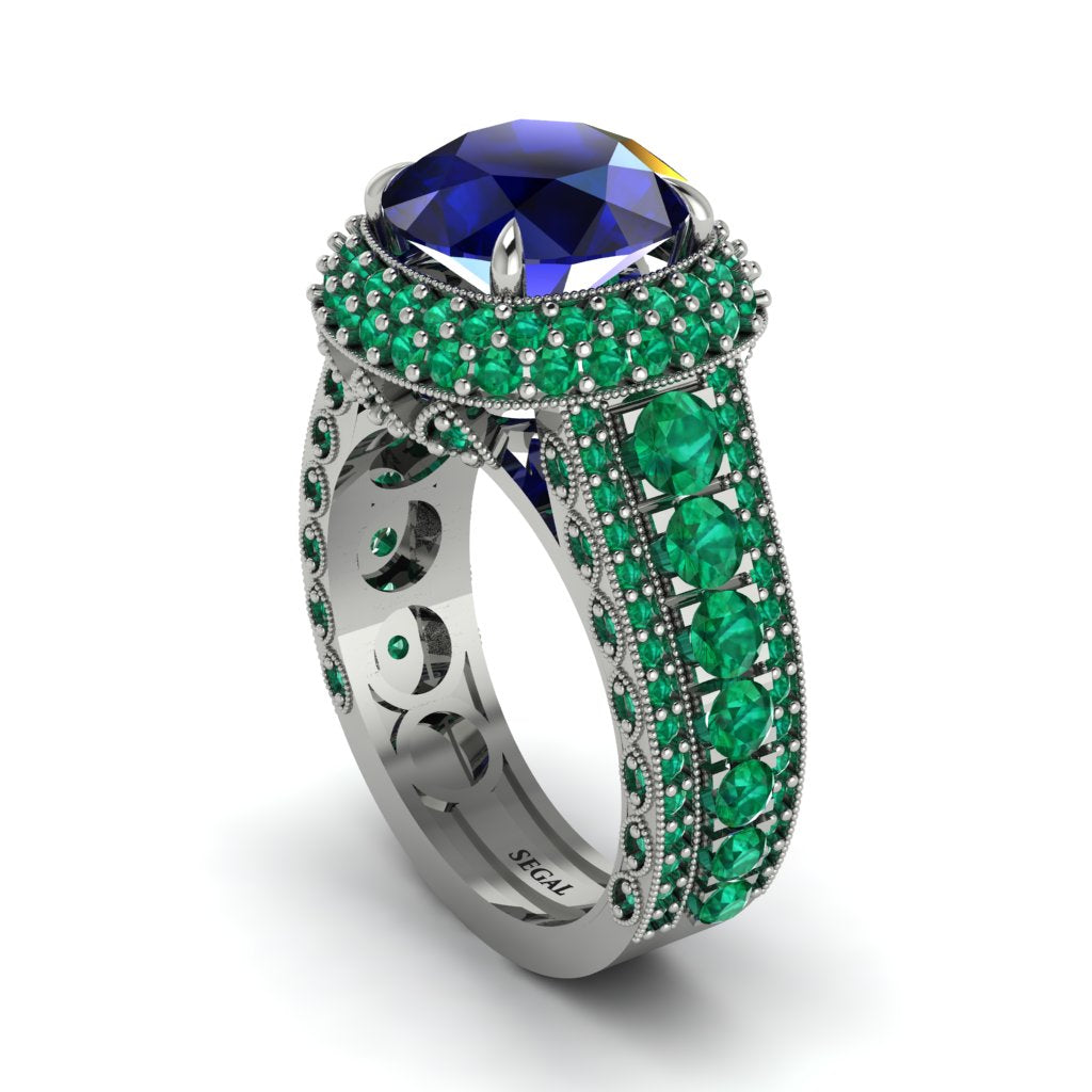 Sapphire Radiant Majesty Pave Engagement Ring - Cataleya No. 30