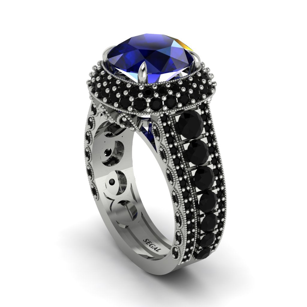 Sapphire Radiant Majesty Pave Engagement Ring - Cataleya No. 45