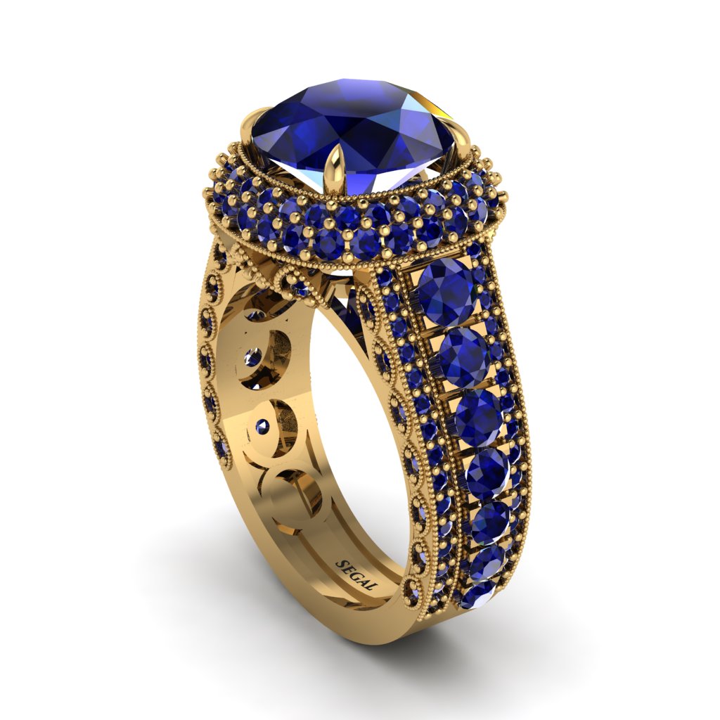 Sapphire Radiant Majesty Pave Engagement Ring - Cataleya No. 73