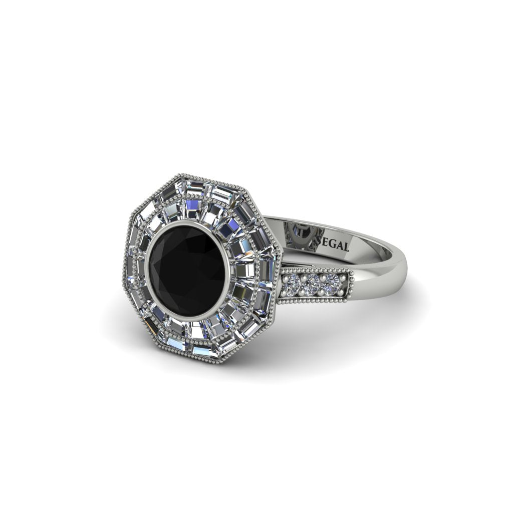 Black Diamond Radiant Majesty Engagement Ring - Francesca No. 9