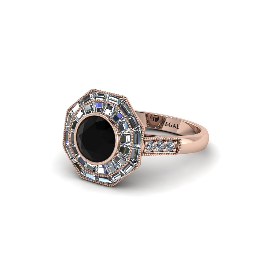 Black Diamond Radiant Majesty Engagement Ring - Francesca No. 8