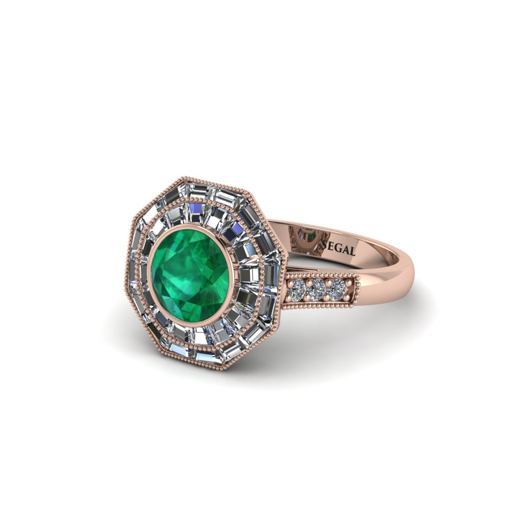Emerald Radiant Majesty Engagement Ring - Francesca No. 5