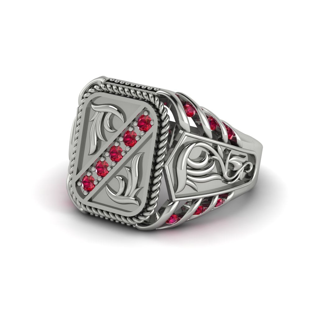 Ruby Regal Filigree Men's Ring - Hollis No. 12