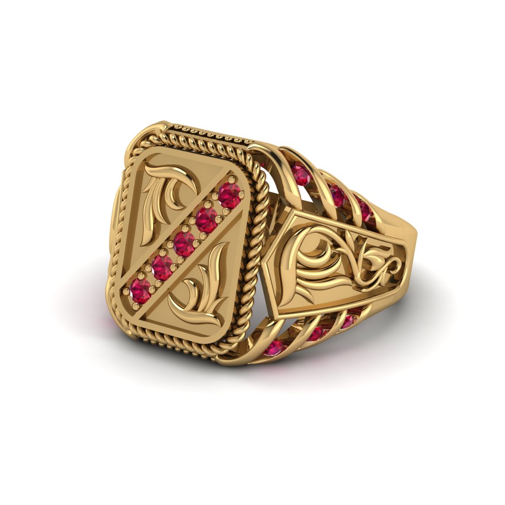 Ruby Regal Filigree Men's Ring - Hollis No. 10