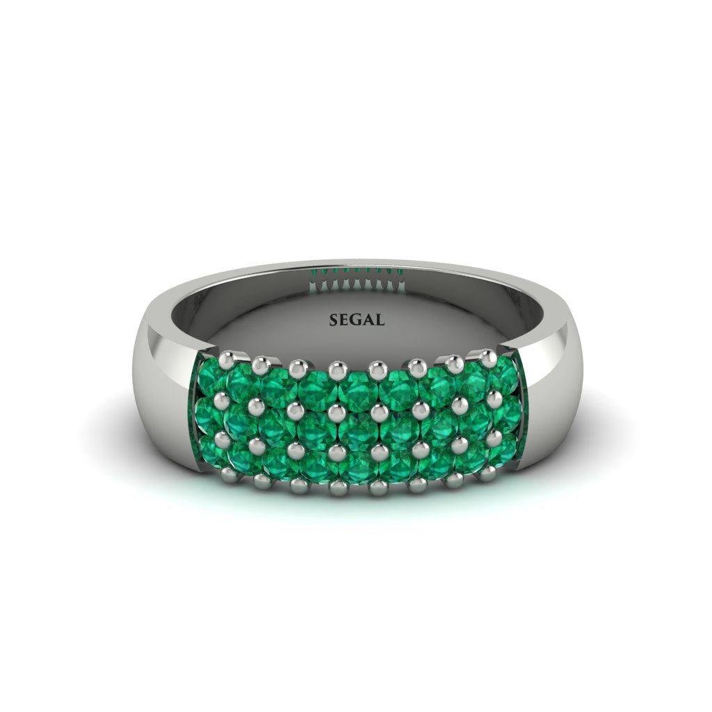 Emerald Regal Harmony Wedding Band - Marlowe No. 6