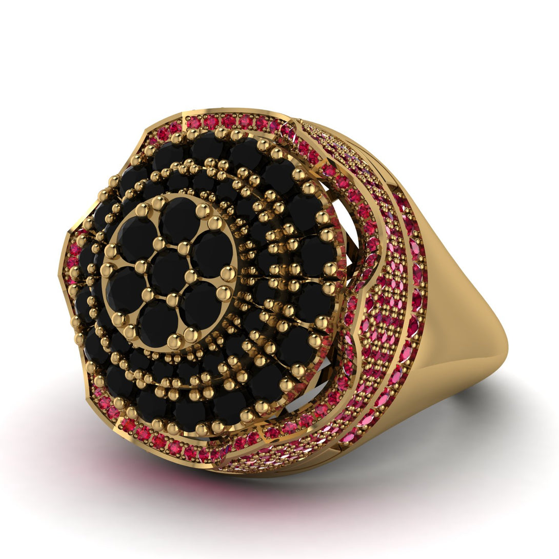 Black Diamond Regal Radiance Signet Men's Fashion Ring - Frankie No. 52
