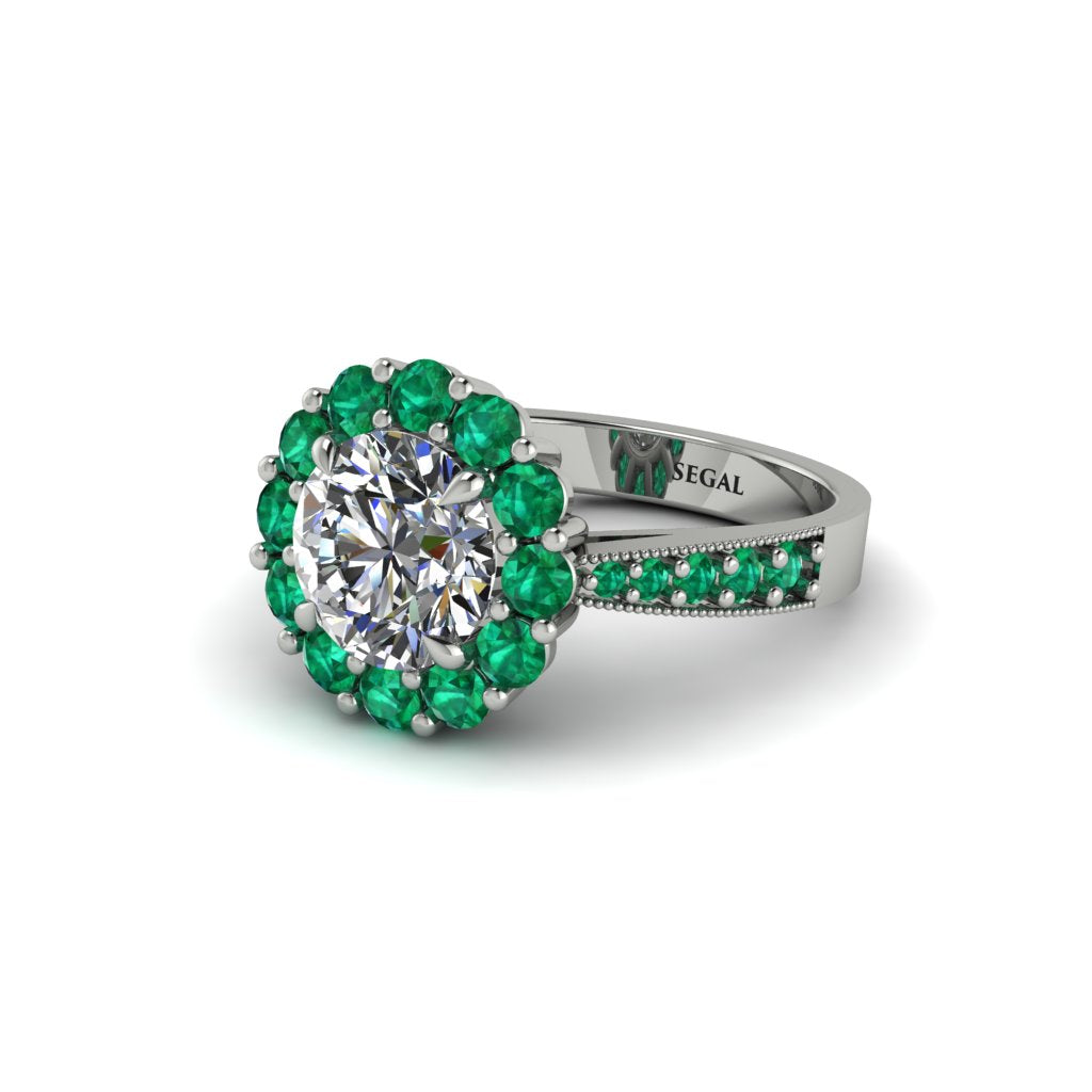 Emerald Round Halo Engagement Ring - Unity No. 18