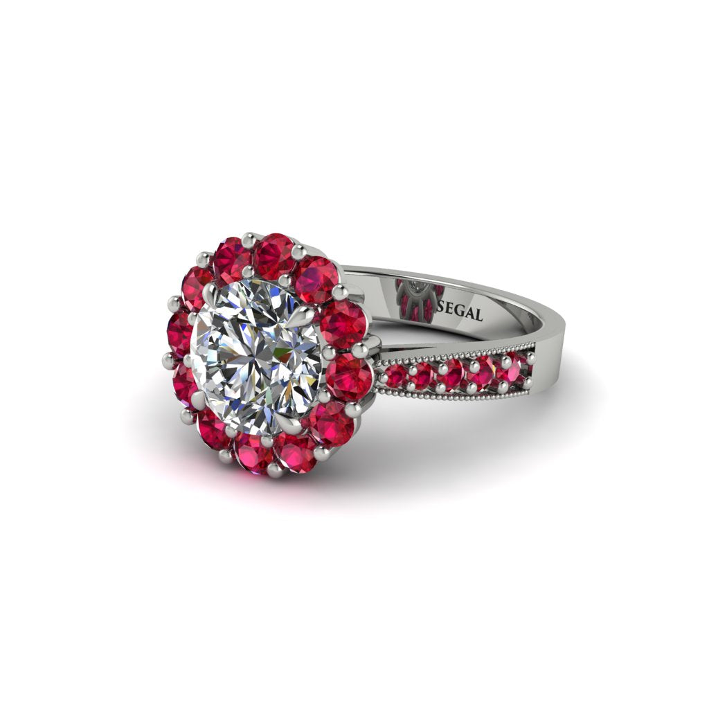 Ruby Round Halo Engagement Ring - Unity No. 48