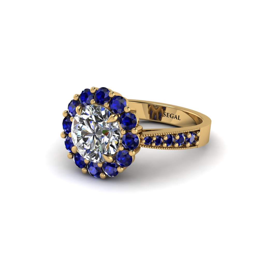 Sapphire Round Halo Engagement Ring - Unity No. 61