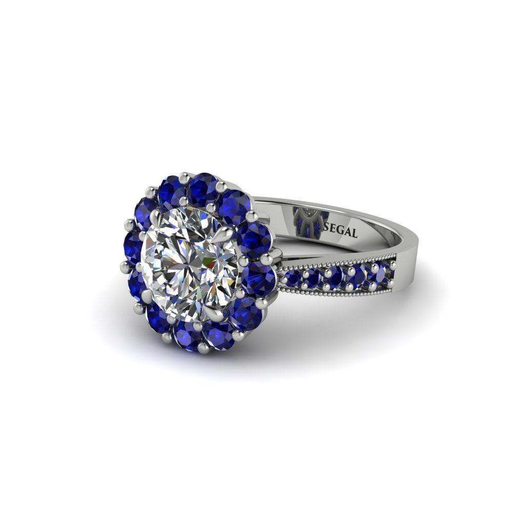 Sapphire Round Halo Engagement Ring - Unity No. 63