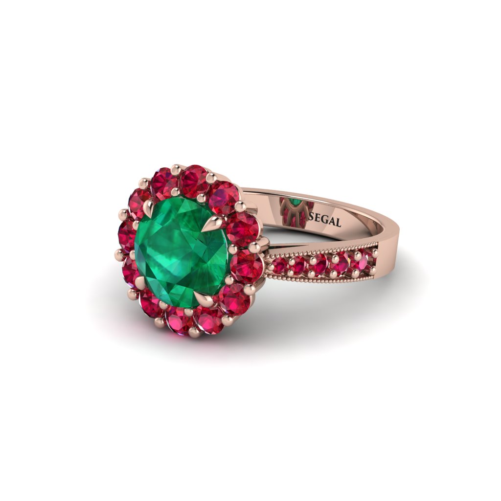 Ruby Round Halo Engagement Ring - Unity No. 50