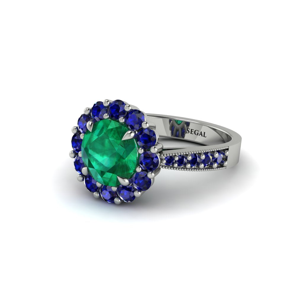 Sapphire Round Halo Engagement Ring - Unity No. 66