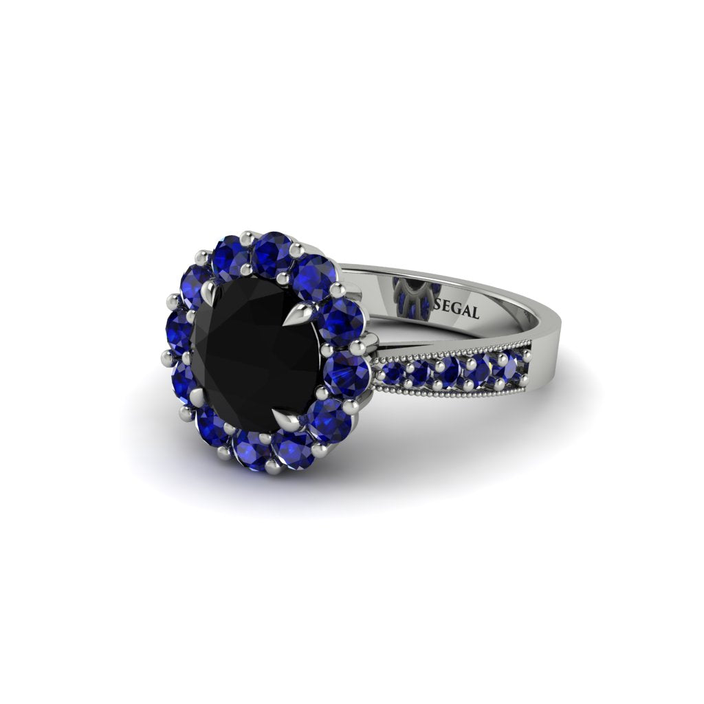Sapphire Round Halo Engagement Ring - Unity No. 69