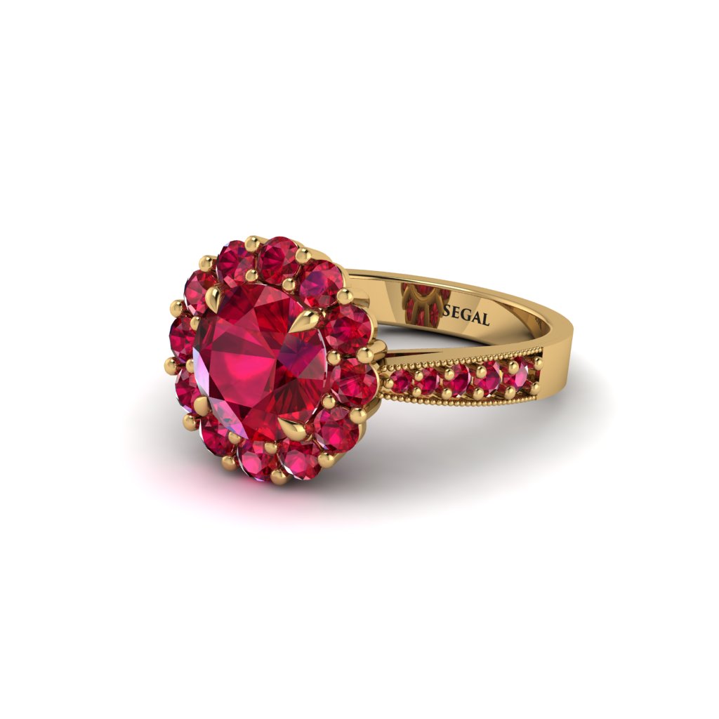 Ruby Round Halo Engagement Ring - Unity No. 55