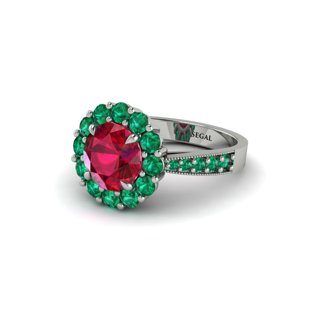 Emerald Round Halo Engagement Ring - Unity No. 27