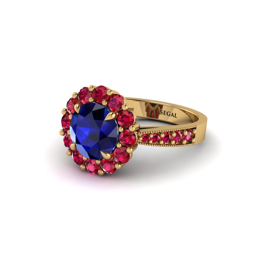 Ruby Round Halo Engagement Ring - Unity No. 58