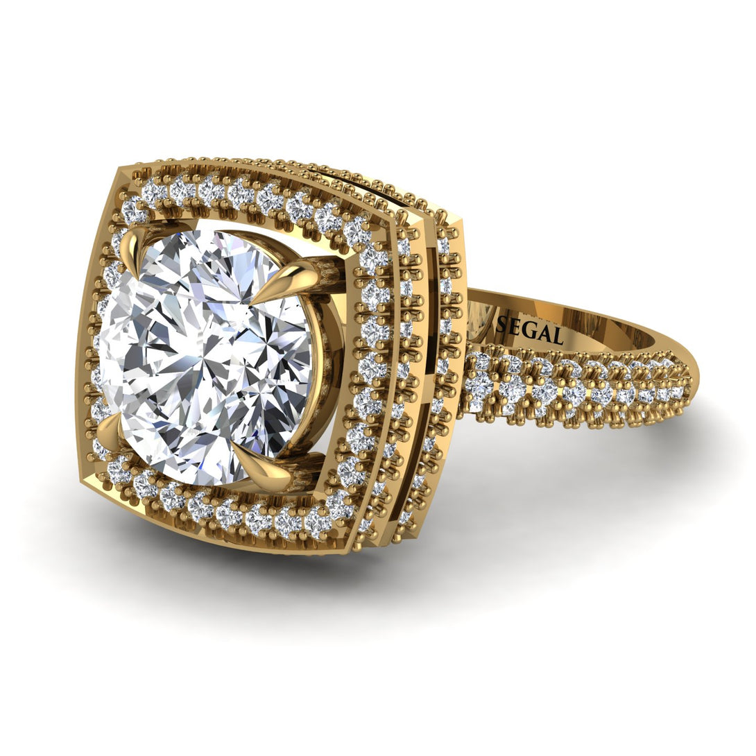 Round Diamond Double Halo Engagement Ring - Kayleigh No. 1