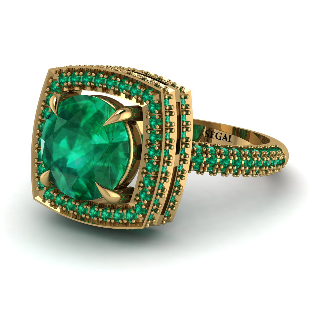 Round Emerald Double Halo Engagement Ring - Kayleigh No. 19