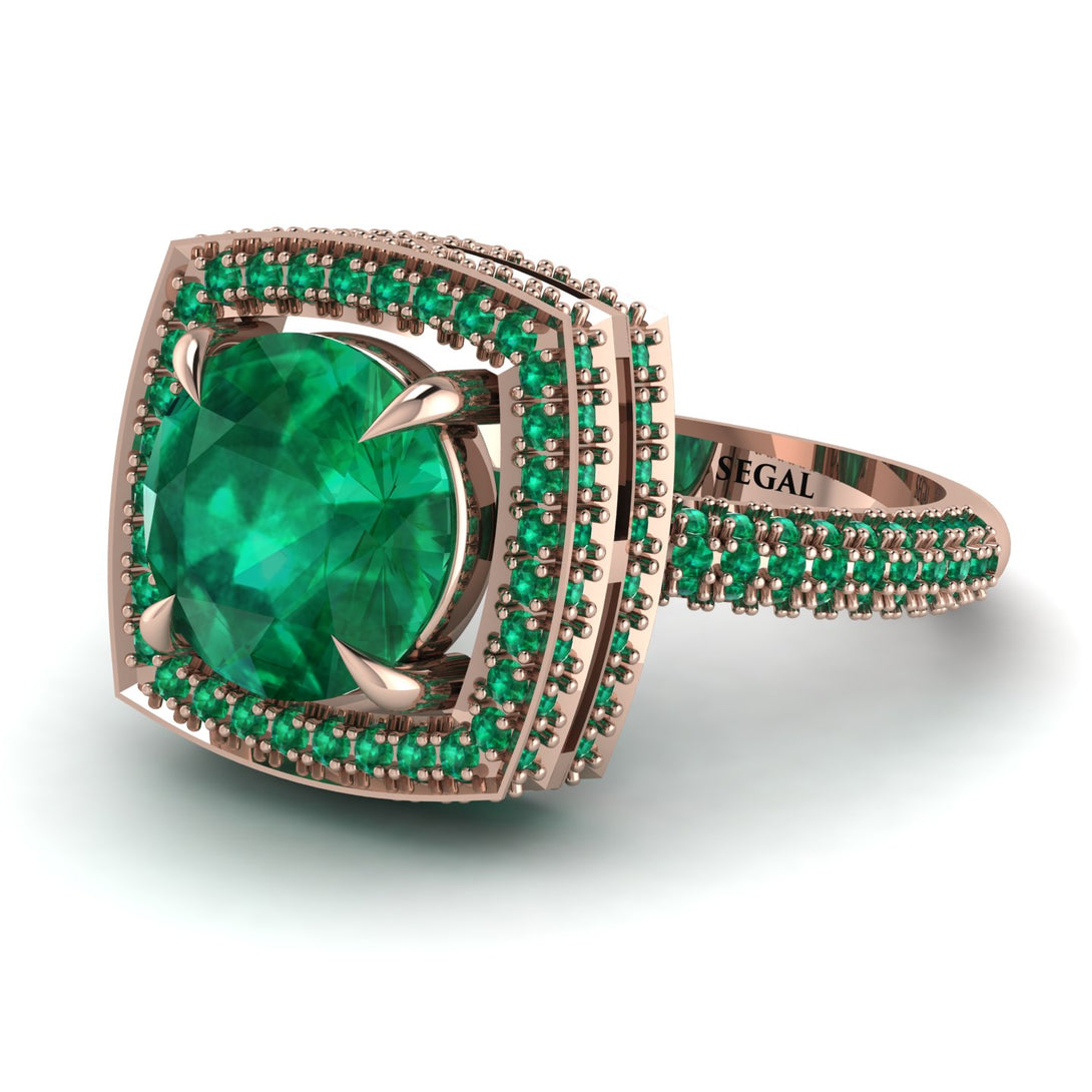 Round Emerald Double Halo Engagement Ring - Kayleigh No. 20