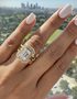 Halo Emerald Cut diamond Bridal Set With Hidden Diamonds - Rowan No. 1 image 6