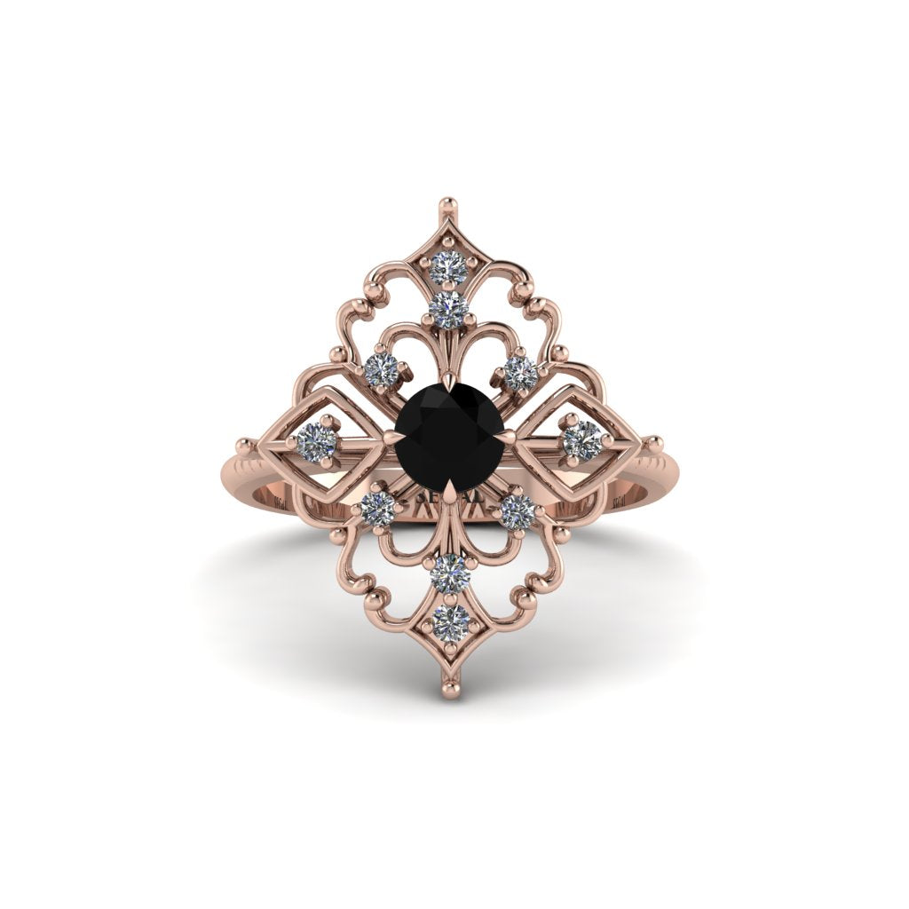 Diamond Royal Filigree Cluster Engagement Ring - Zinnia No. 8