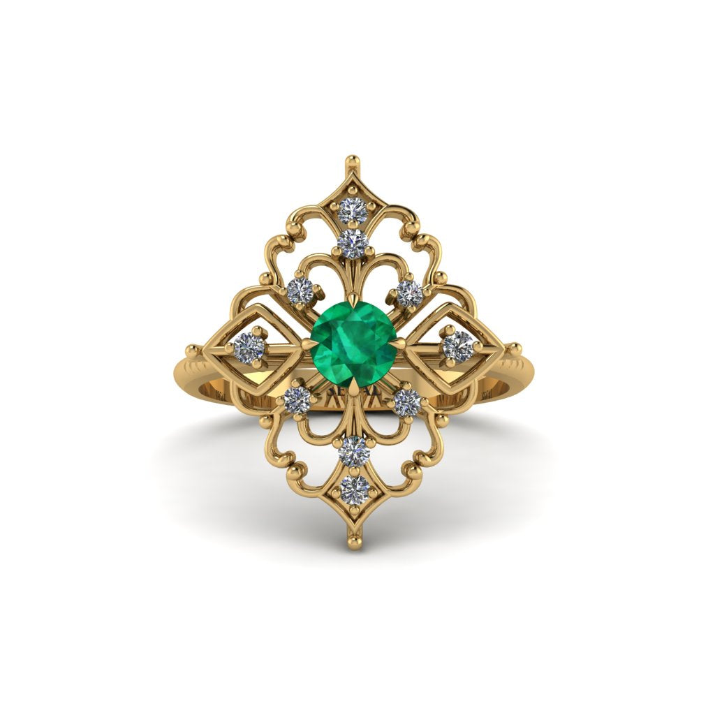 Diamond Royal Filigree Cluster Engagement Ring - Zinnia No. 4