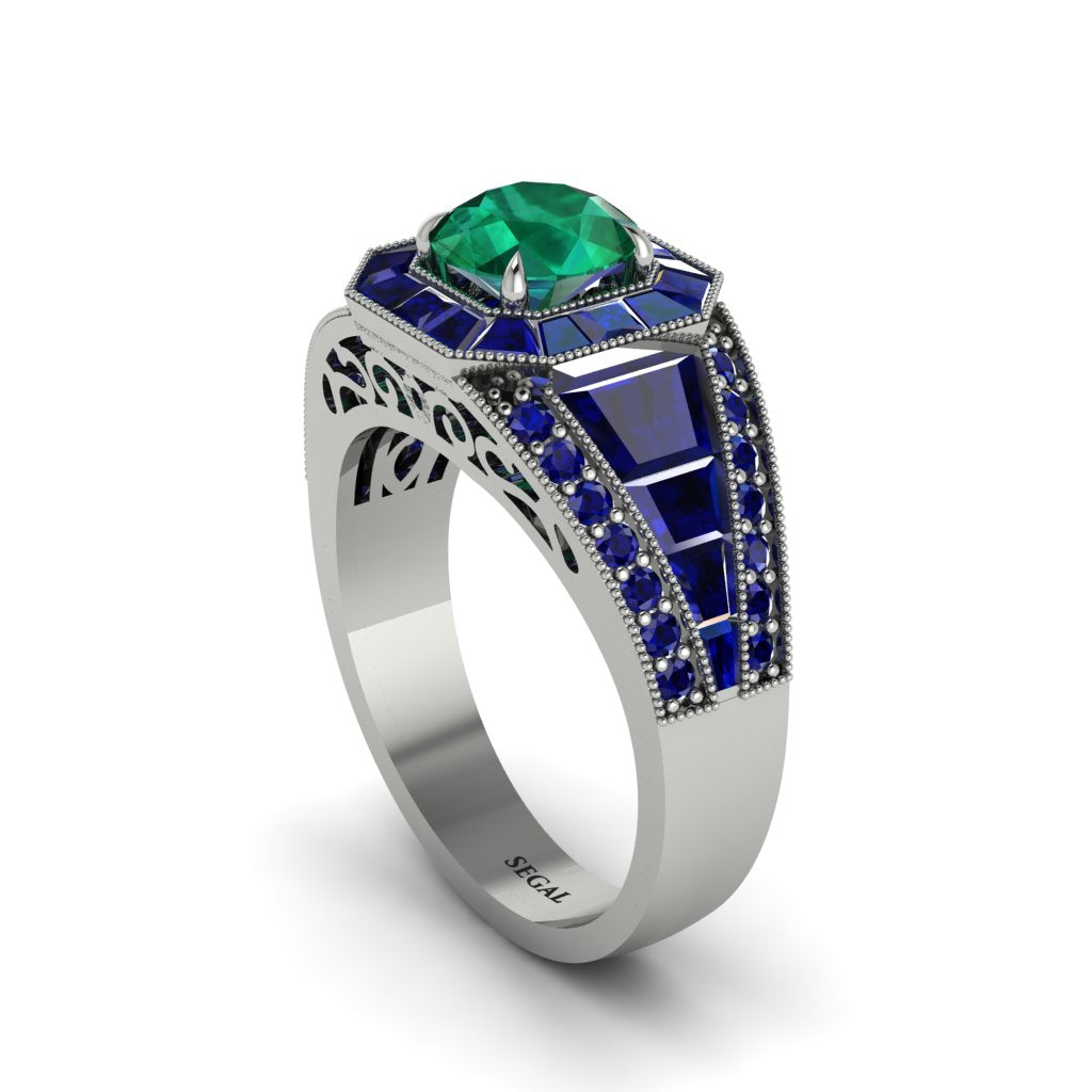 Emerald Royal Radiance Halo Engagement Ring - Liana No. 66