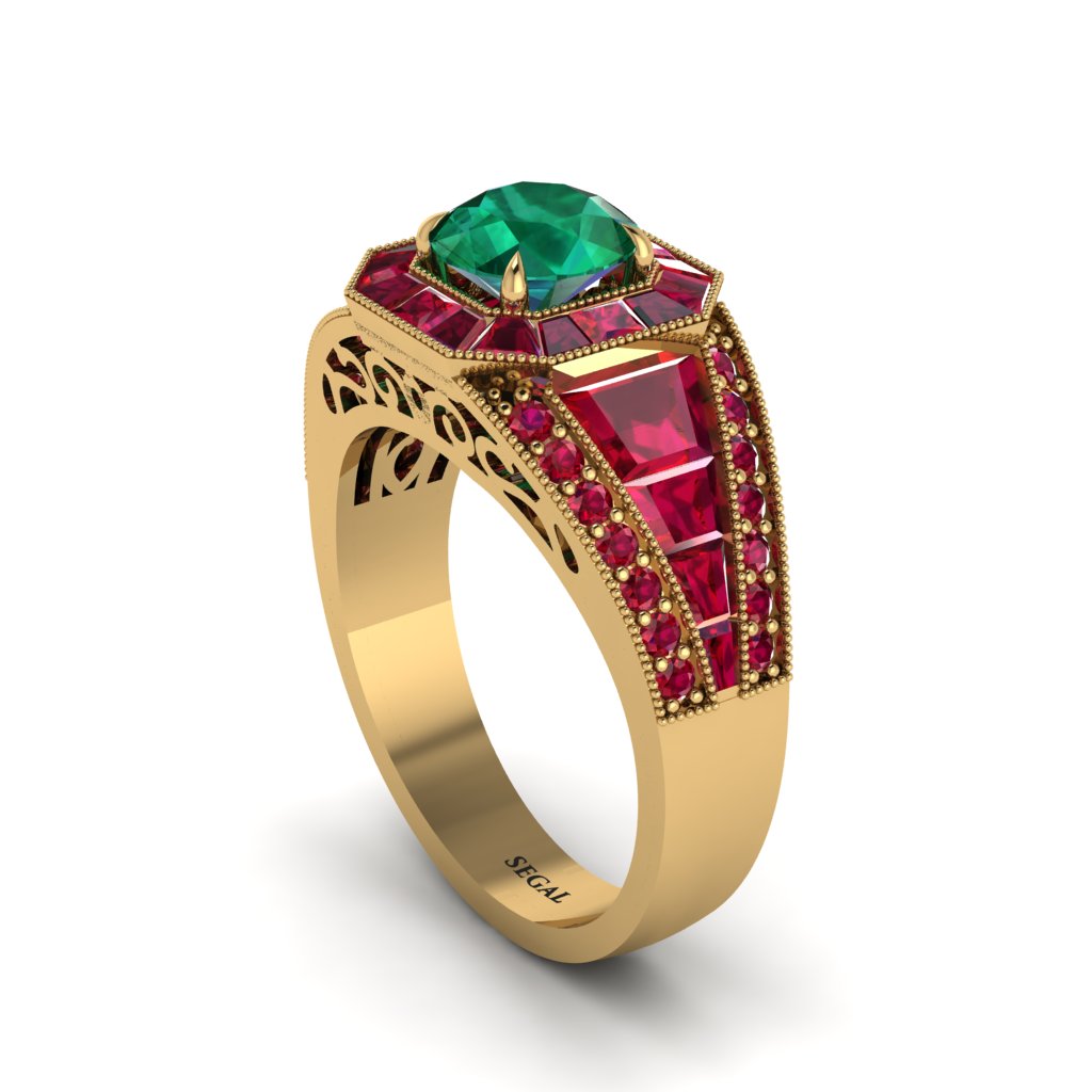 Emerald Royal Radiance Halo Engagement Ring - Liana No. 49