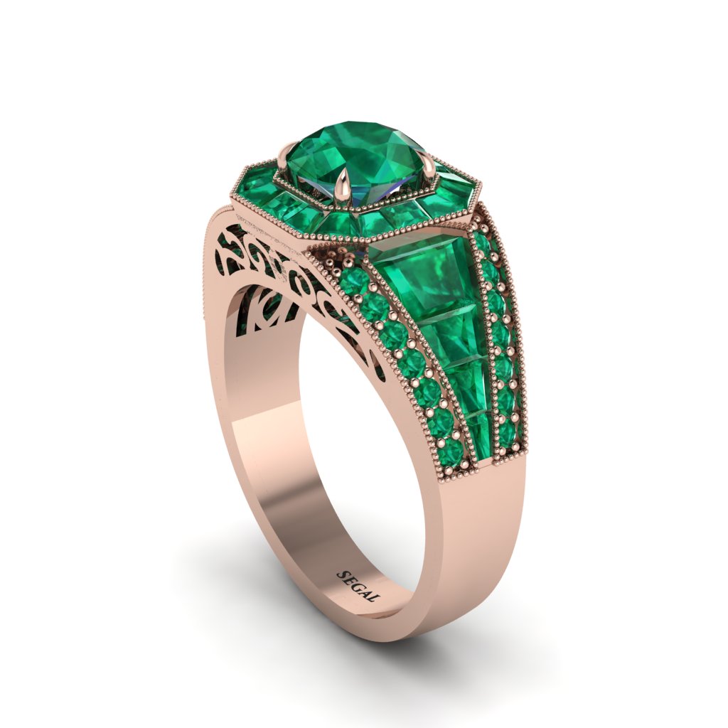 Emerald Royal Radiance Halo Engagement Ring - Liana No. 20