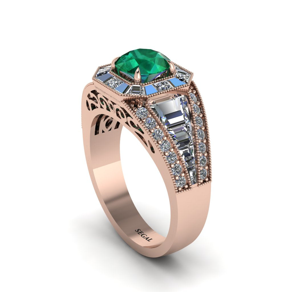 Emerald Royal Radiance Halo Engagement Ring - Liana No. 5