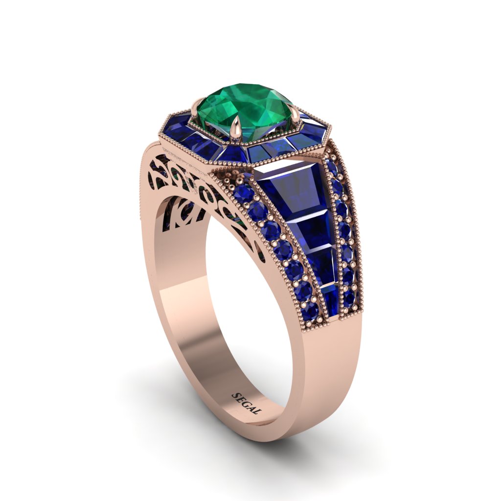 Emerald Royal Radiance Halo Engagement Ring - Liana No. 65