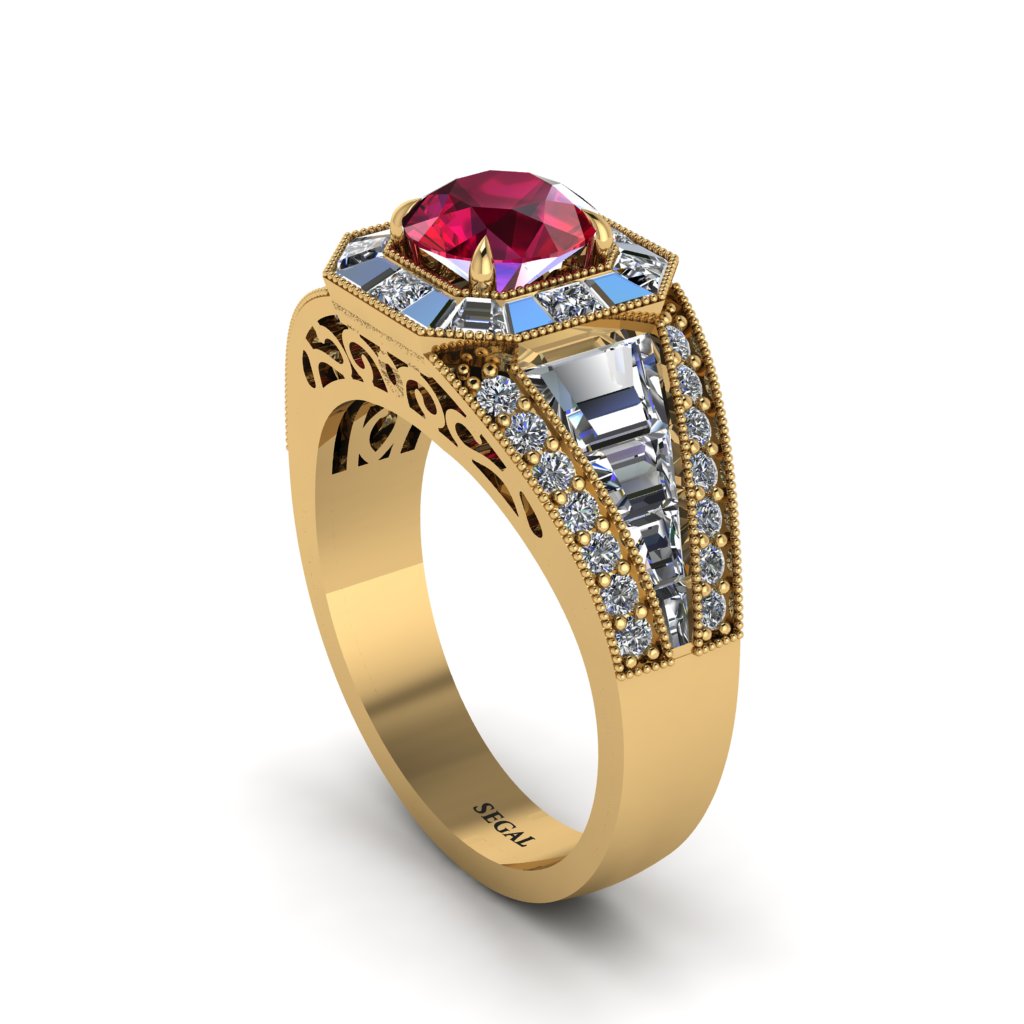 Ruby Royal Radiance Halo Engagement Ring - Liana No. 10
